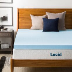 Lucid 3 Inch Gel Infused Memory Foam Mattress Topper California King – Ventilated Design – CertiPur Certified, White