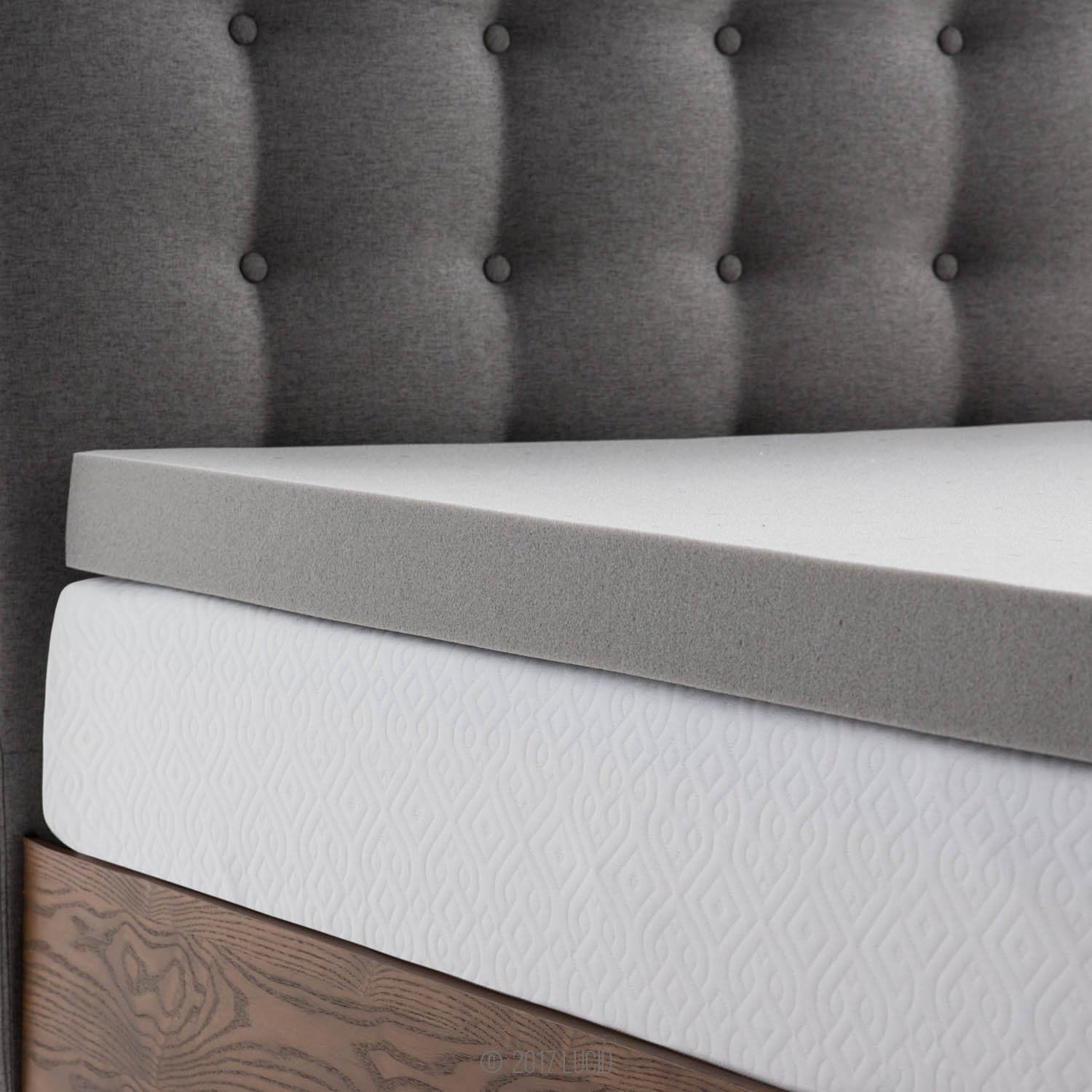 Lucid 3 Inch Mattress Topper Twin – Memory Foam – Bamboo Charcoal Infusion – Cooling Ventilation – Hypoallergenic – CertiPur Certified Foam, White and Grey6