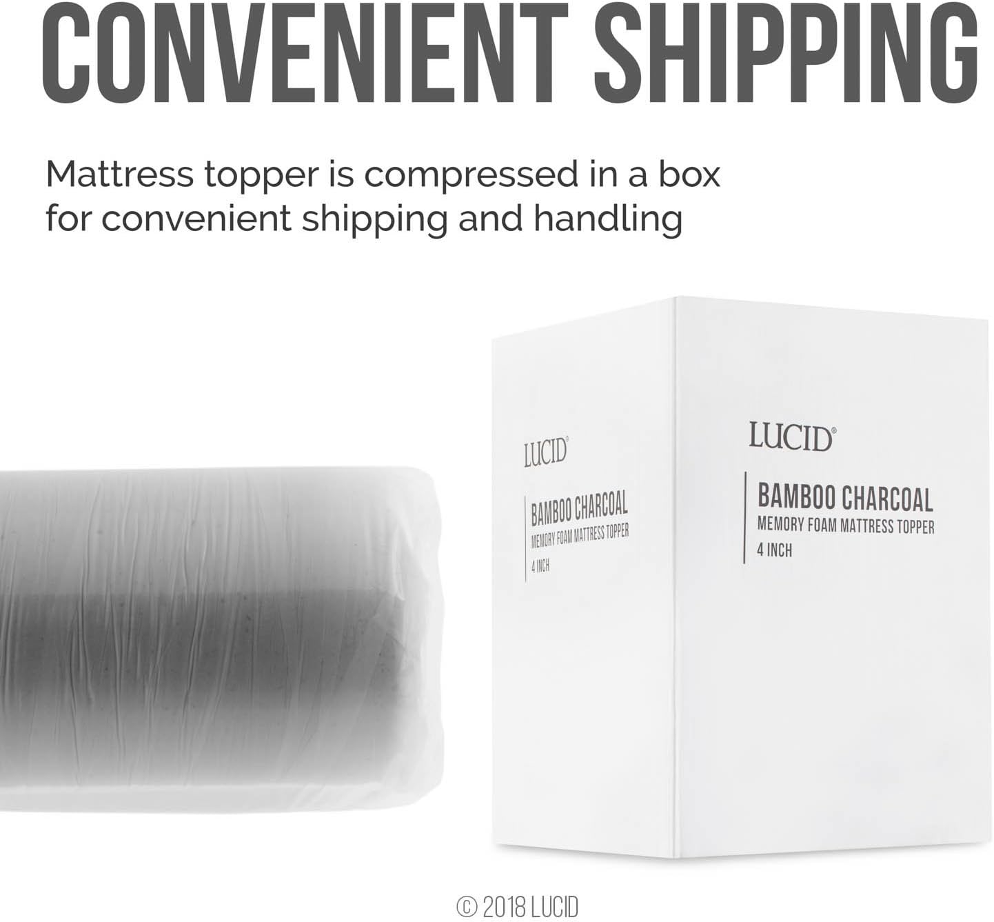 Lucid 4 Inch Mattress Topper Full – Memory Foam – Bamboo Charcoal Infusion – Cooling Ventilation – Hypoallergenic – CertiPur Certified Foam7