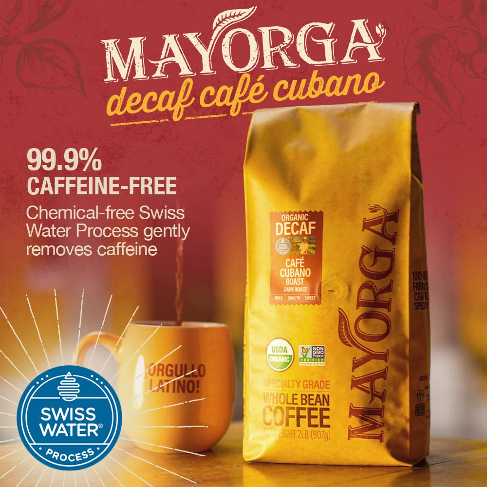 Mayorga Decaf Dark Roast Coffee 5lb Bag Café Swiss Water Decaffeinated Cubano Roast Coffee 100% Arabica Whole Coffee Beans - Smoothest Organic Coffee - Specialty Grade, Non-GMO, Direct Trade2