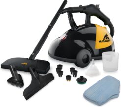 McCulloch MC1275 Heavy-Duty Steam Cleaner with 18 Accessories, Extra-Long Power Cord, Chemical-Free Pressurized Cleaning for Most Floors, Counters, Appliances, Windows, Autos, and More, Yellow/Grey