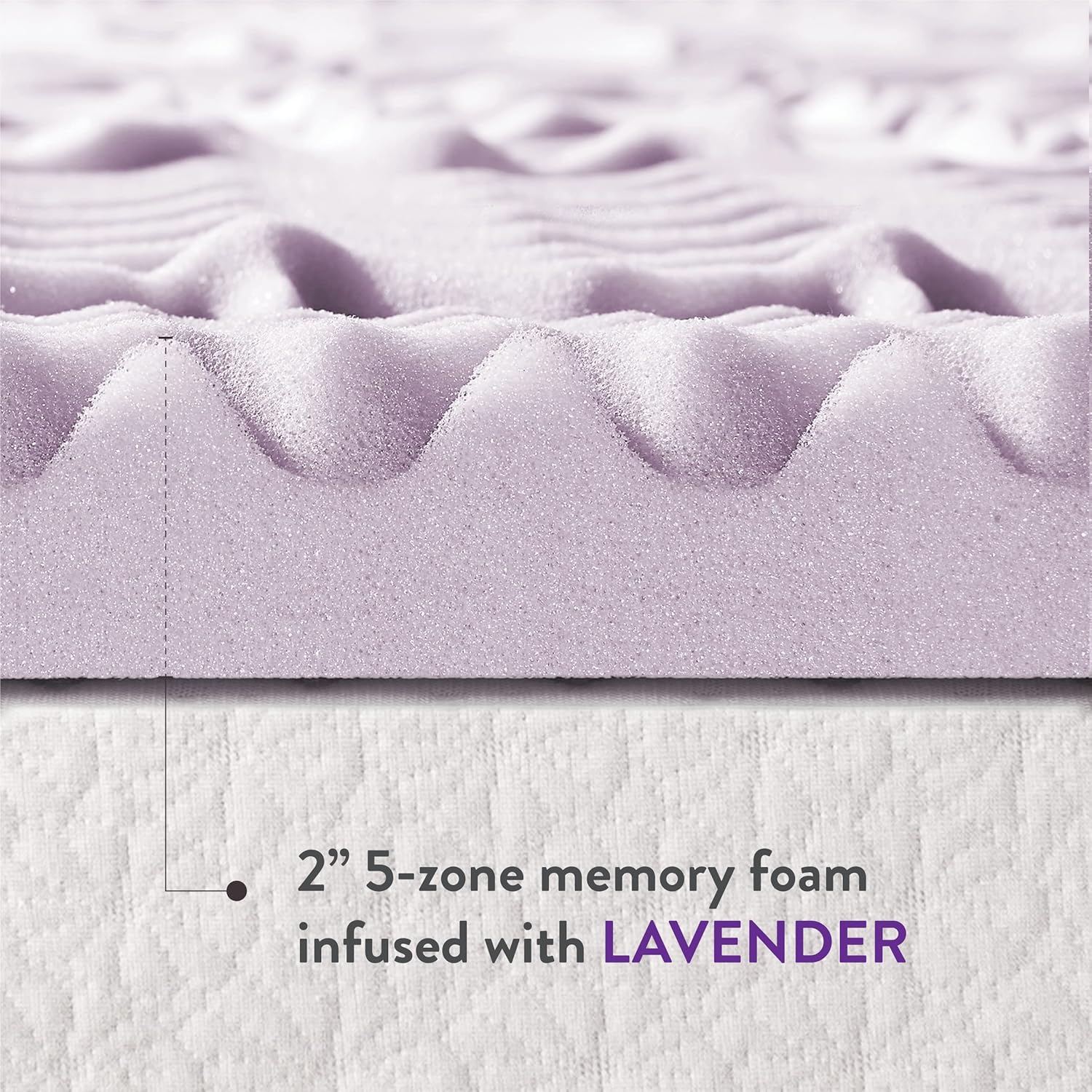 Mellow 2 Inch 5-Zone Memory Foam, Soothing Lavender Infusion, King Mattress Topper8