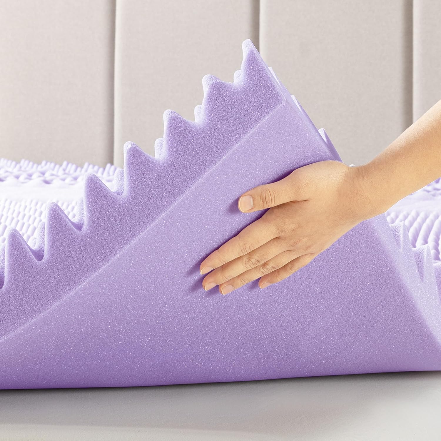 Mellow 3 Inch 7-Zone Memory Foam Mattress Topper, Soothing Lavender Infusion, Queen0