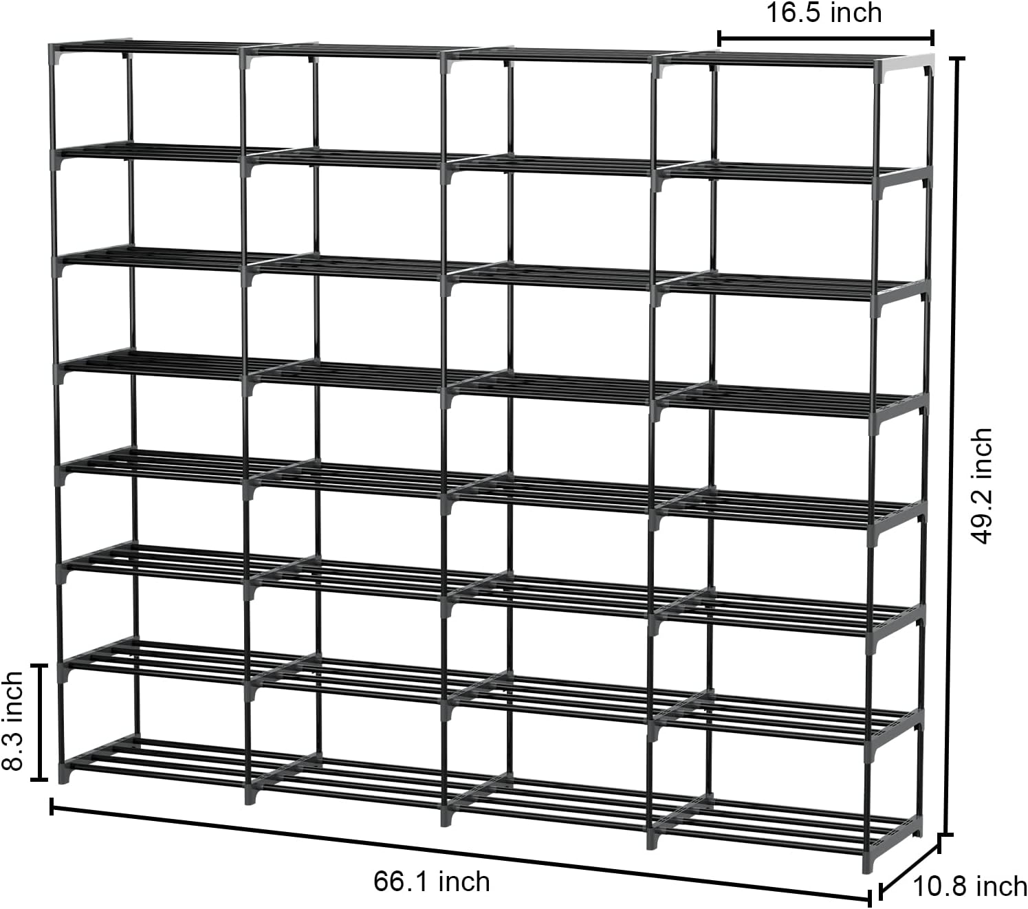 Metal Shoe Rack Large Capacity 4 Rows 8 Tier 56-64 Pairs Shoes Boots Storage Organizer1