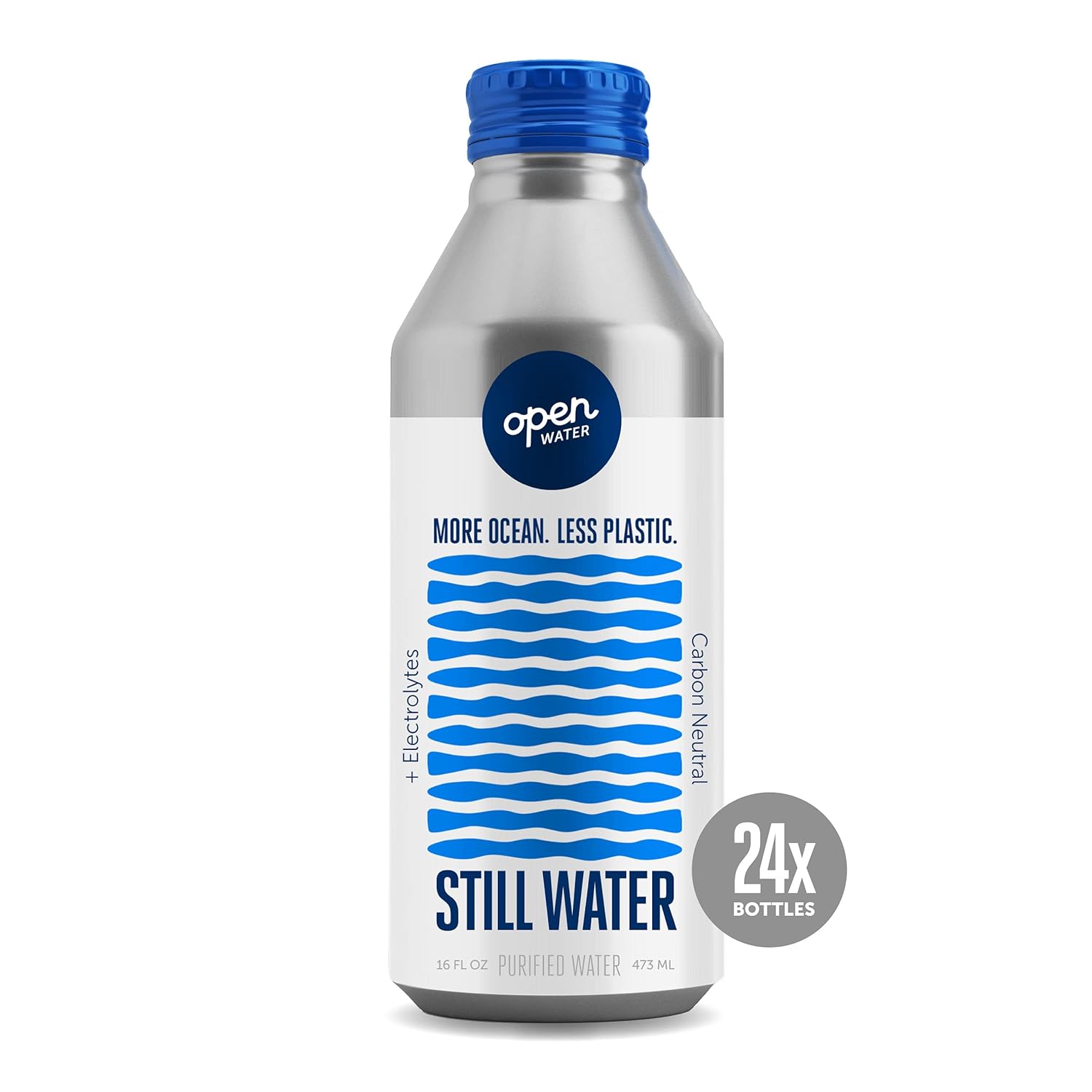Open Water Still Bottled Water with Electrolytes in 16-oz Aluminum Bottles (2 Cases, 24 bottles - Still) BPA-free and Eco friendly3