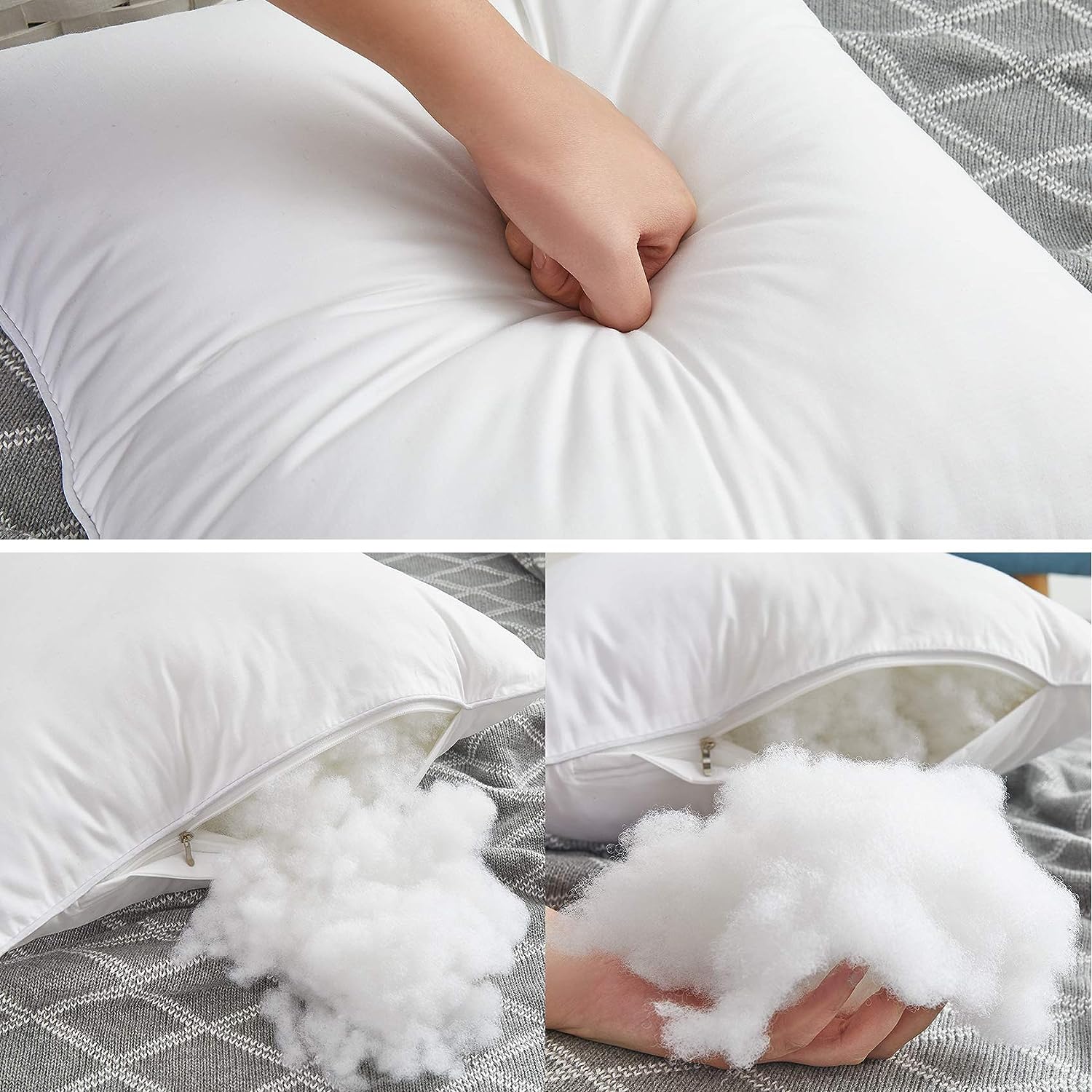 Oubonun 22 x 22 Throw Pillow Inserts (Set of 2) with 100% Cotton Cover - 22 Inch Square Interior Sofa Decorative Pillow Insert Pair - White Couch Pillow9