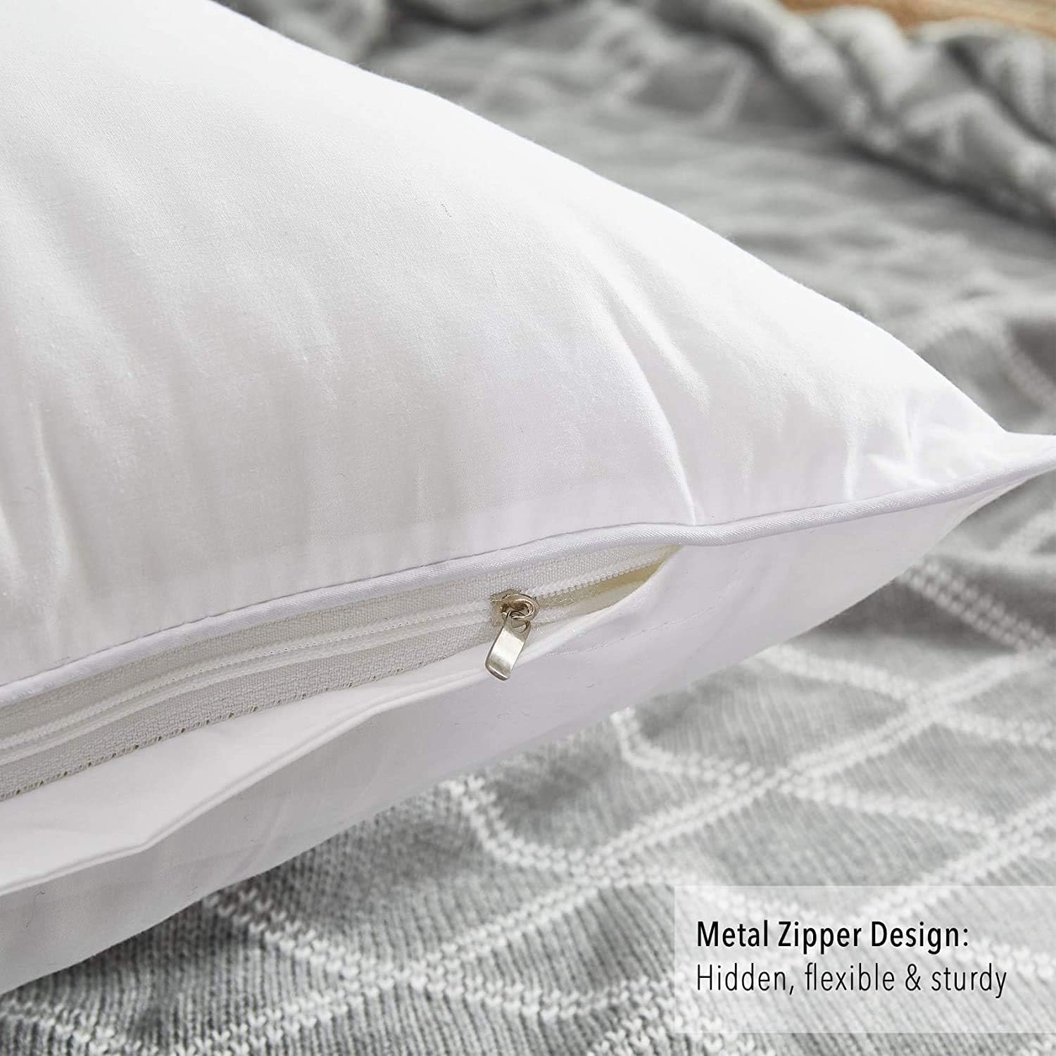 Oubonun 24 x 24 Pillow Inserts (Set of 2) - Throw Pillow Inserts with 100% Cotton Cover - 24 Inch Square Interior Sofa Pillow Inserts - Decorative Pillow Insert Pair - White Couch Pillow6