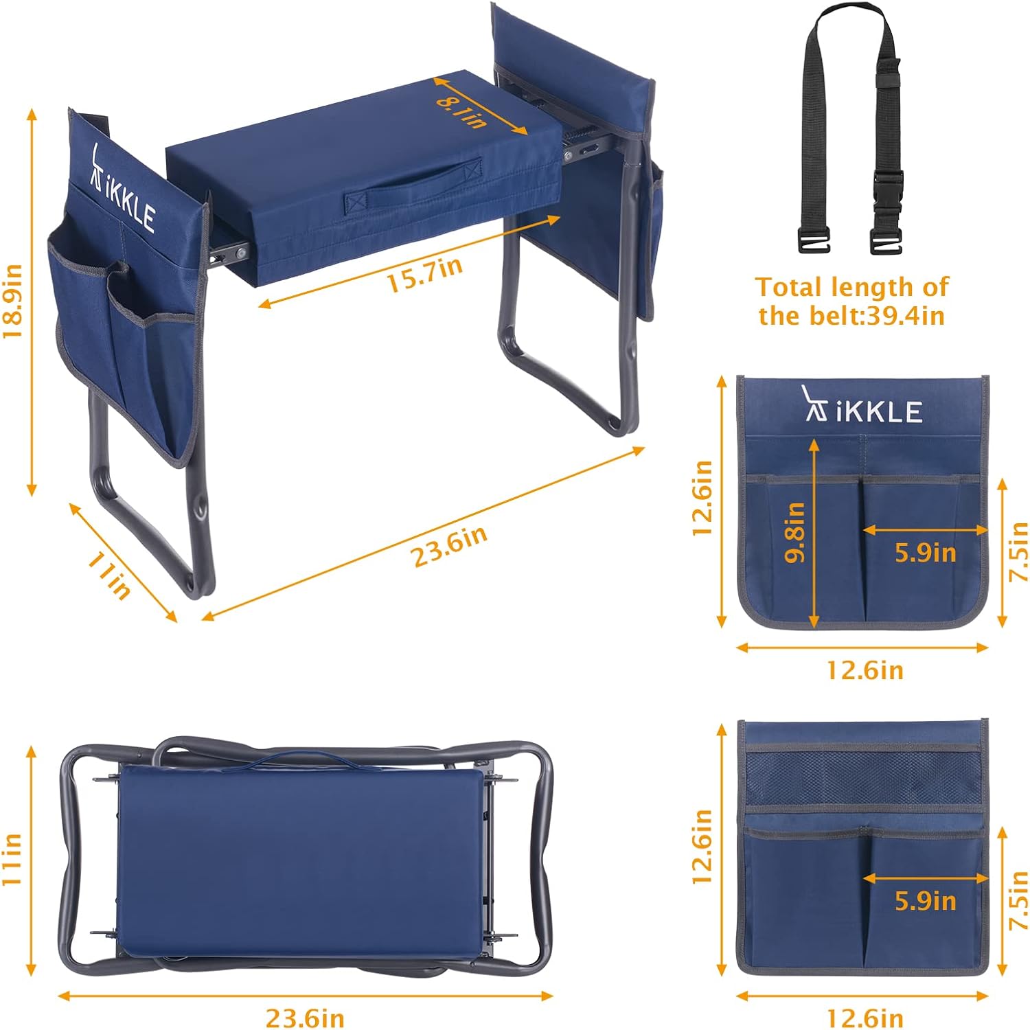 Patented Garden Kneeler and Seat Heavy Duty, Upgraded Garden Bench with Thicker Wider Soft Detachable Kneeling Pad, with 2 Tool Store Pouches, Nice for Mother Father Gardeners8