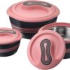 Pinnacle Insulated Casserole Dish with Lid 3 pc. Set 2.6/2/1 qt. Hot Pot Food Warmer/Cooler –Thermal Soup/Salad Serving Bowl- Stainless Steel Hot Food Container–Best Gift Set for Moms –Holidays Pink