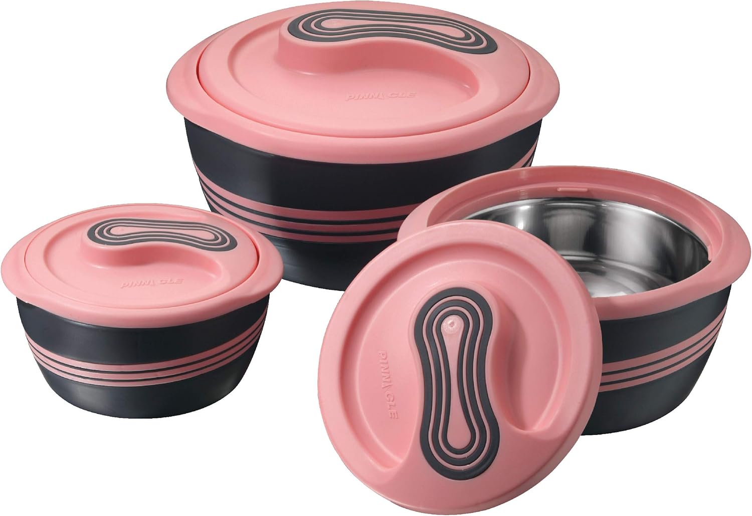 Pinnacle Insulated Casserole Dish with Lid 3 pc. Set 2.6 2 1 qt. Hot Pot Food Warmer Cooler –Thermal Soup Salad Serving Bowl- Stainless Steel Hot Food Container–Best Gift Set for Moms –Holidays Pink Pinnacle Insulated Casserole Dish with Lid 3 pc. Set 2.6/2/1 qt. Hot Pot Food Warmer/Cooler –Thermal Soup/Salad Serving Bowl- Stainless Steel Hot Food Container–Best Gift Set for Moms –Holidays Pink