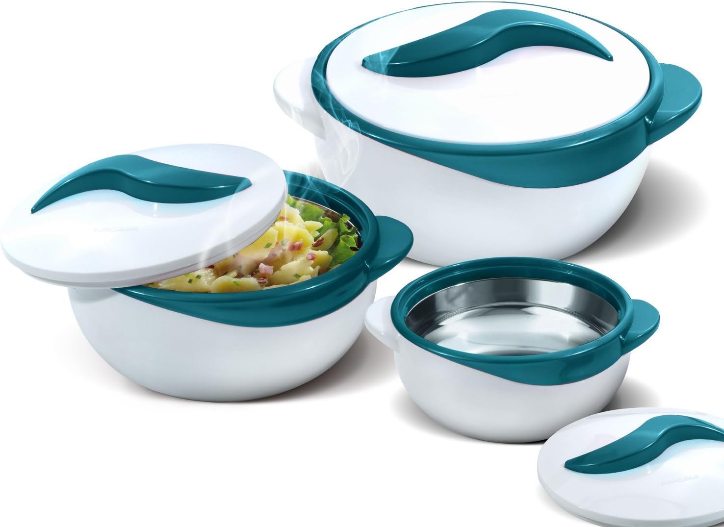 Pinnacle Serving Salad Soup Dish Bowl - Thermal Insulated Bowl with Lid -Great Bowl for Holiday, Dinner and Party ~ Set of 3 ~ Turquoise Pinnacle Serving Salad/ Soup Dish Bowl - Thermal Insulated Bowl with Lid -Great Bowl for Holiday, Dinner and Party ~ Set of 3 ~ Turquoise