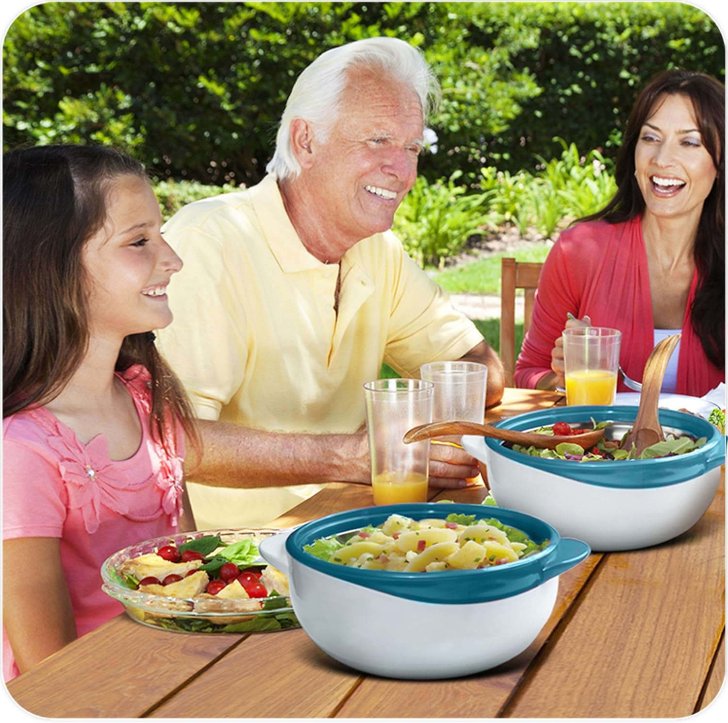 Pinnacle Serving Salad Soup Dish Bowl - Thermal Insulated Bowl with Lid -Great Bowl for Holiday, Dinner and Party ~ Set of 3 ~ Turquoise7