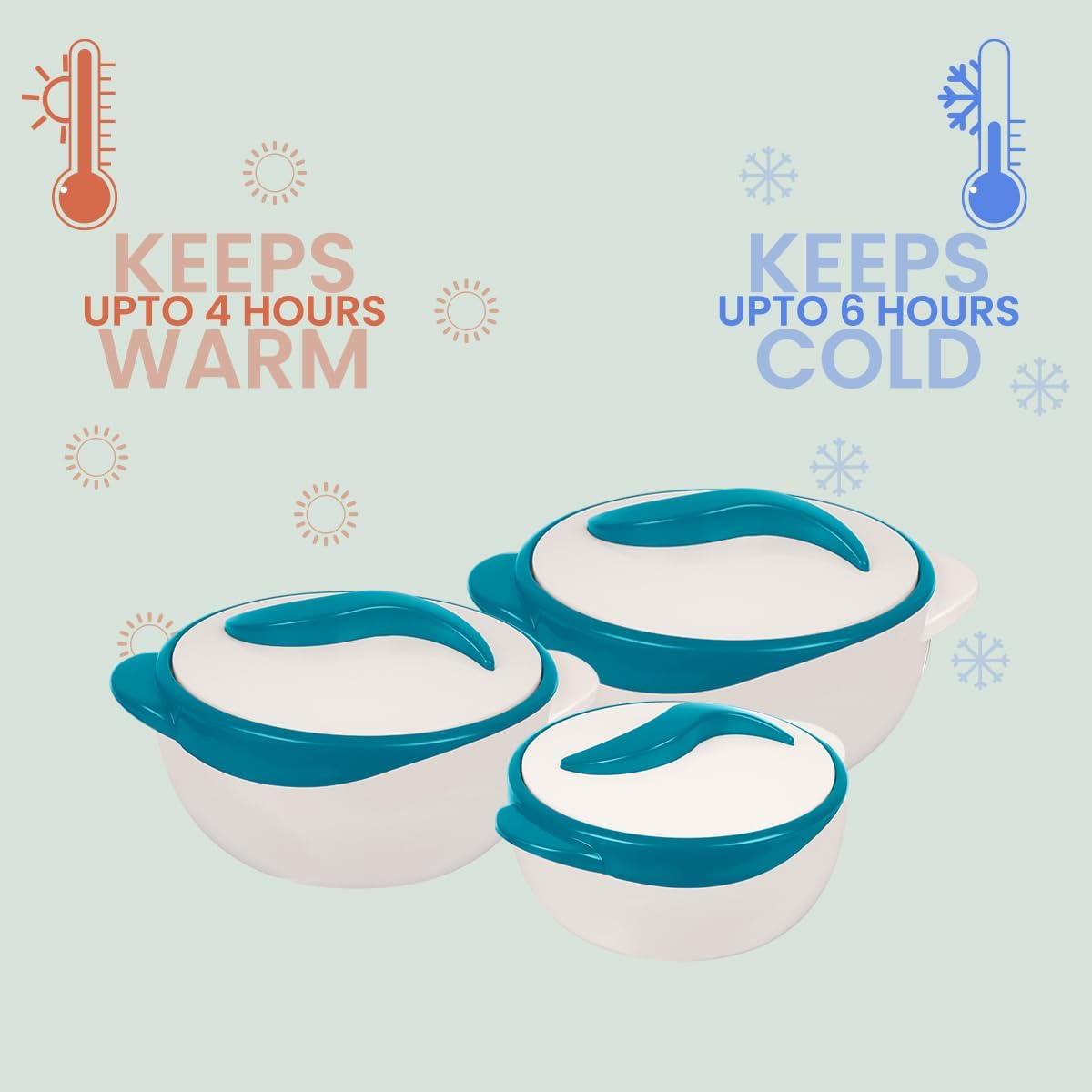 Pinnacle Serving Salad Soup Dish Bowl - Thermal Insulated Bowl with Lid -Great Bowl for Holiday, Dinner and Party ~ Set of 3 ~ Turquoise89