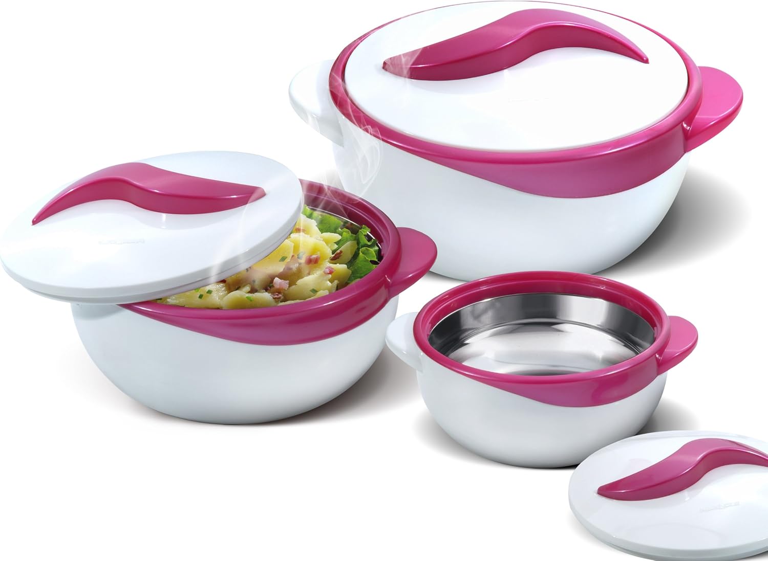 Pinnacle Serving Salad Soup Dish Bowl - Thermal Inulated Bowl with Lid - Great Bowl for Holiday, Dinner and Party ~ Set of 3 ~ Purple Pinnacle Serving Salad/ Soup Dish Bowl - Thermal Inulated Bowl with Lid - Great Bowl for Holiday, Dinner and Party ~ Set of 3 ~ Purple