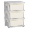 Qaba 3 Tier Kids Storage Unit, 3 Drawer Chest Toy Organizer Plastic Bins for Kids Bedroom Nursery Kindergarten Living Room for Boys Girls Toddlers, Cream White