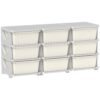 Qaba 3 Tier Kids Storage Unit, 9 Drawer Chest Toy Organizer Plastic Bins for Kids Bedroom Nursery Kindergarten Living Room for Boys Girls Toddlers, Cream White