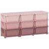 Qaba 3 Tier Kids Storage Unit, 9 Drawer Chest Toy Organizer Plastic Bins for Kids Bedroom Nursery Kindergarten Living Room for Boys Girls Toddlers, Pink