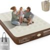 Queen Air Mattress with Built-in Pump,13''Self Blow Up Mattress with Cordless Removable Lithium Battery Pump, Inflatable Mattress with Storage Bag,Foldable Rest Airbed for Home, Camping & Guests