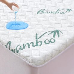 Queen Mattress Protector, Cooling Waterproof Viscose Made from Bamboo Mattress Pad Cover Queen Size, 3D Air Soft Queen Size Mattress Cover for 6-18 Inches Mattress
