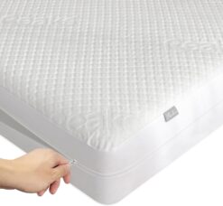 Queen Size Bamboo Rayon Mattress Protector with Zipper - 100% Waterproof Zippered Mattress Cover - Soft & Cooling Noiseless Bed Mattress Covers - Top Removable Mattress Encasement 10-12" Deep