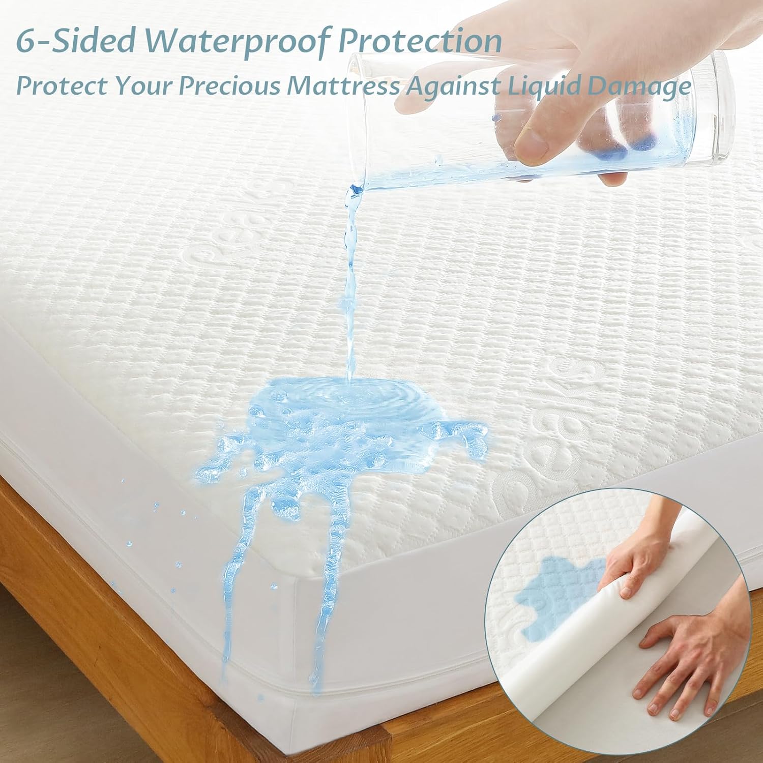 Queen Size Bamboo Rayon Mattress Protector with Zipper - 100% Waterproof Zippered Mattress Cover - Soft & Cooling Noiseless Bed Mattress Covers - Top Removable Mattress Encasement 10-12 Deep1