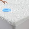Queen Size Waterproof Mattress Protector, Cooling Bamboo Viscose Mattress Pad Cover for Queen Size Bed, Super Soft Queen Size Mattress Cover for 6-18 inches Mattress, White