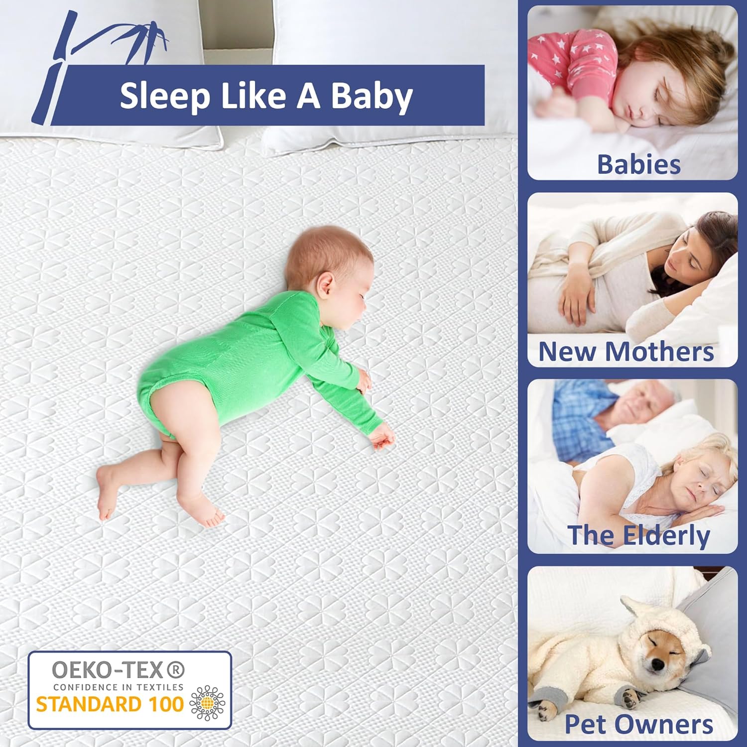 Queen Size Waterproof Mattress Protector, Cooling Bamboo Viscose Mattress Pad Cover for Queen Size Bed, Super Soft Queen Size Mattress Cover for 6-18 inches Mattress, White5