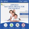 RV King Zippered Mattress Protector (72" Wx80 L) - Waterproof Encasement Premium Hypoallergenic Bed Cover Protects Against Dust Allergies - Breathable, Noiseles
