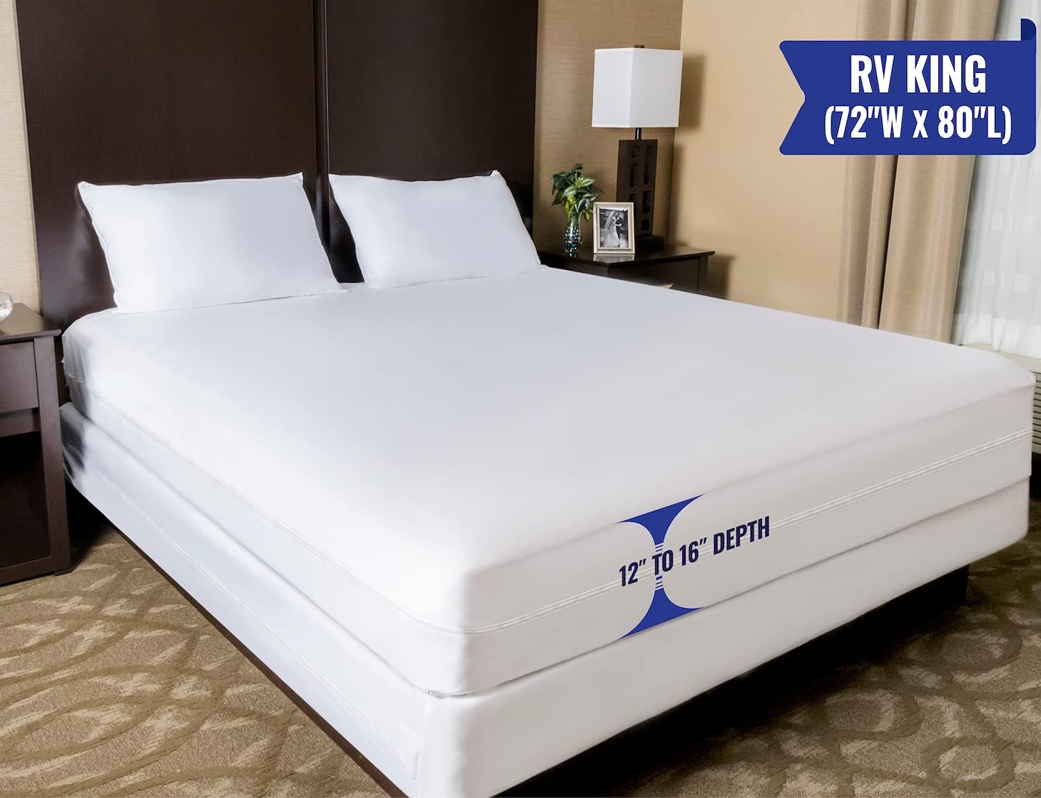 RV King Zippered Mattress Protector (72 Wx80 L) - Waterproof Encasement Premium Hypoallergenic Bed Cover Protects Against Dust Allergies - Breathable, Noiseles2