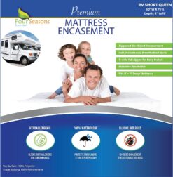 RV Short Queen Mattress Protector 60" W x 75”L (8” to 11” Depth) - Waterproof Zippered Encasement Premium Quality Hypoallergenic Bed Cover Protects Against Dust