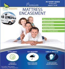RV Short Queen Mattress Protector (60" Wx75 L) Waterproof Zippered Encasement Hypoallergenic Premium Bed Cover Protects Against Dust Allergies
