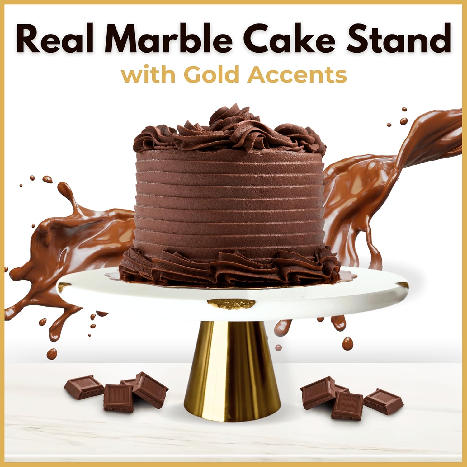 Real Marble Cake Stand by Balin Designs - White Marble 12 Round Cake Stand with Gold Stand - Smoothly Versatile Cake, Cupcake Stand - Ideal for Birthday Parties, Showers, Weddings Parties & Events2