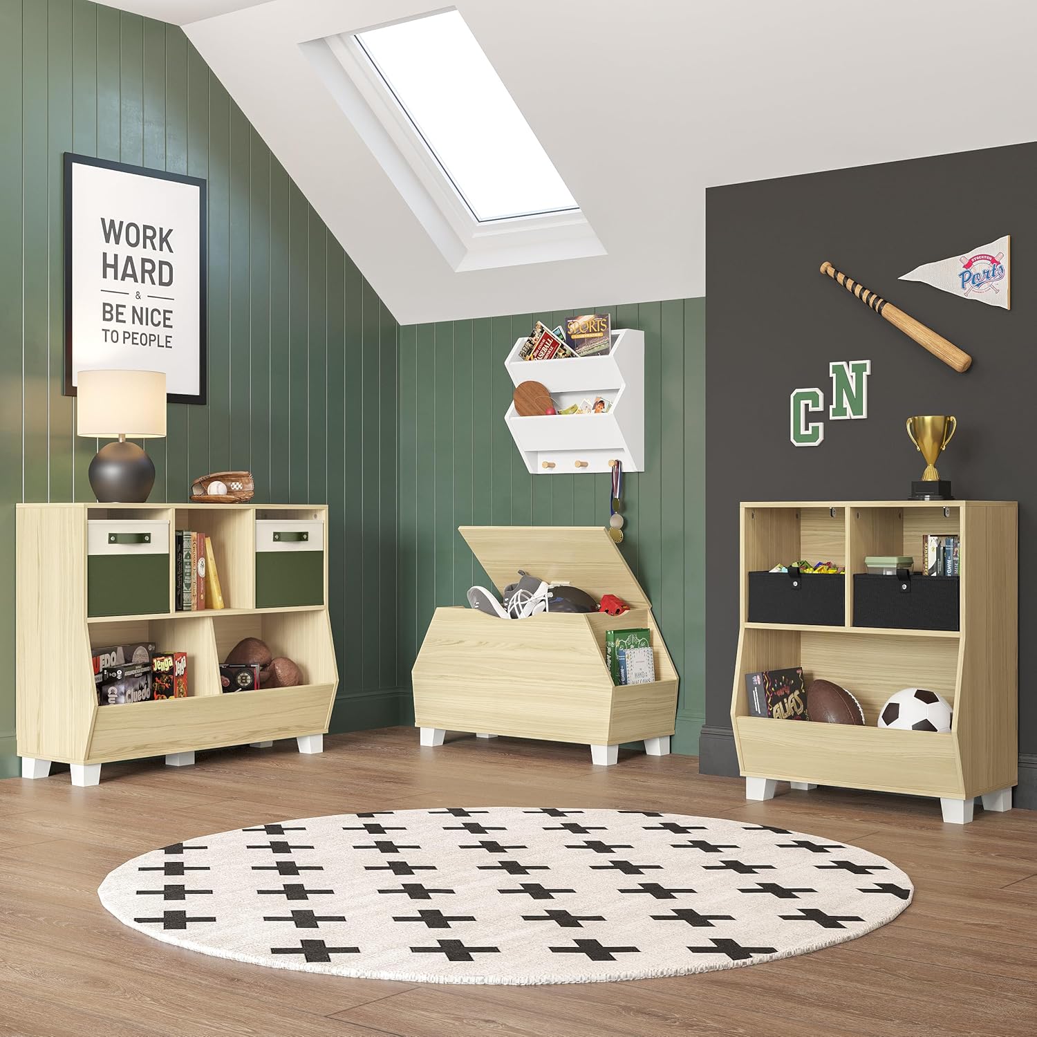 RiverRidge Kids Catch Storage Light Woodgrain Toy Box0