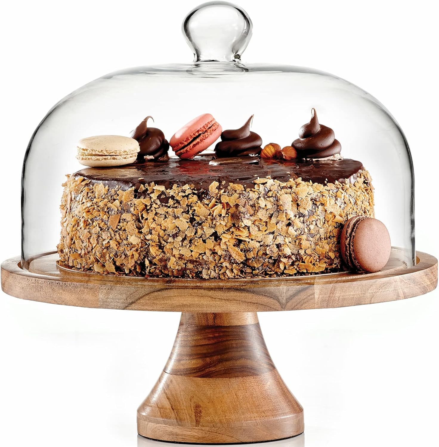 Royalty Art 4-in-1 Cake Stand with Dome, Cheese Board, Covered Platter, and Serving Tray for Pastries, Pies, Appetizers, and Holiday Treats, Decorative Kitchen Server and Display Royalty Art 4-in-1 Cake Stand with Dome, Cheese Board, Covered Platter, and Serving Tray for Pastries, Pies, Appetizers, and Holiday Treats, Decorative Kitchen Server and Display