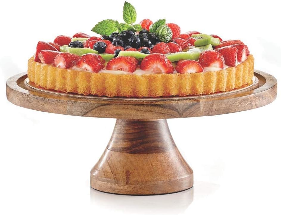 Royalty Art 4-in-1 Cake Stand with Dome, Cheese Board, Covered Platter, and Serving Tray for Pastries, Pies, Appetizers, and Holiday Treats, Decorative Kitchen Server and Display0