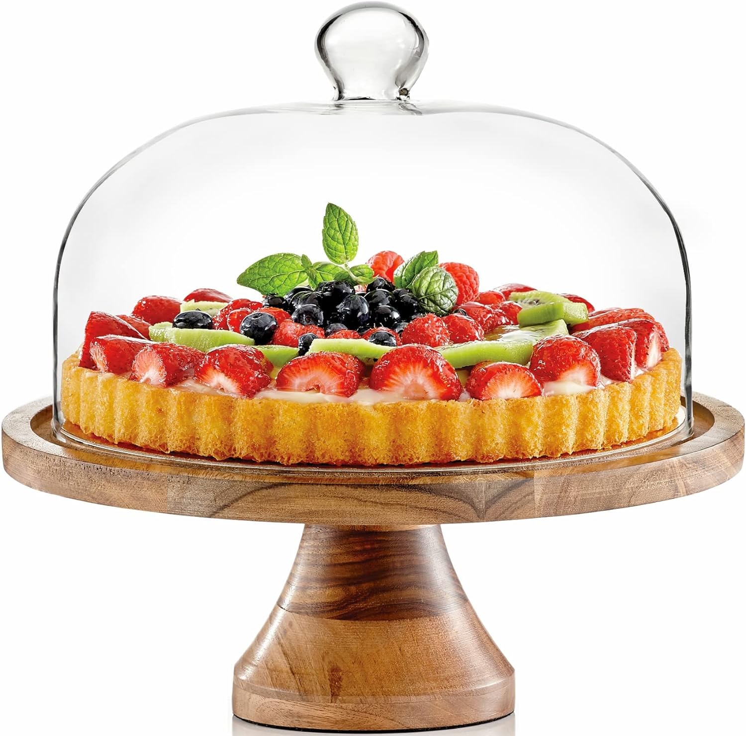 Royalty Art 4-in-1 Cake Stand with Dome, Cheese Board, Covered Platter, and Serving Tray for Pastries, Pies, Appetizers, and Holiday Treats, Decorative Kitchen Server and Display1