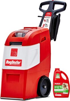 Rug Doctor Mighty Pro X3 Commercial Carpet Cleaner – Large Red Pet Pack, Includes 48 oz. Pet Carpet Cleaner Solution, Commercial Carpet Cleaning Machine, Powerful One Pass Cleaning System