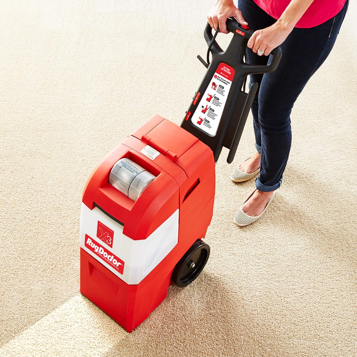 Rug Doctor Mighty Pro X3 Commercial Carpet Cleaner – Large Red Pet Pack, Includes 48 oz. Pet Carpet Cleaner Solution, Commercial Carpet Cleaning Machine, Powerful One Pass Cleaning System6