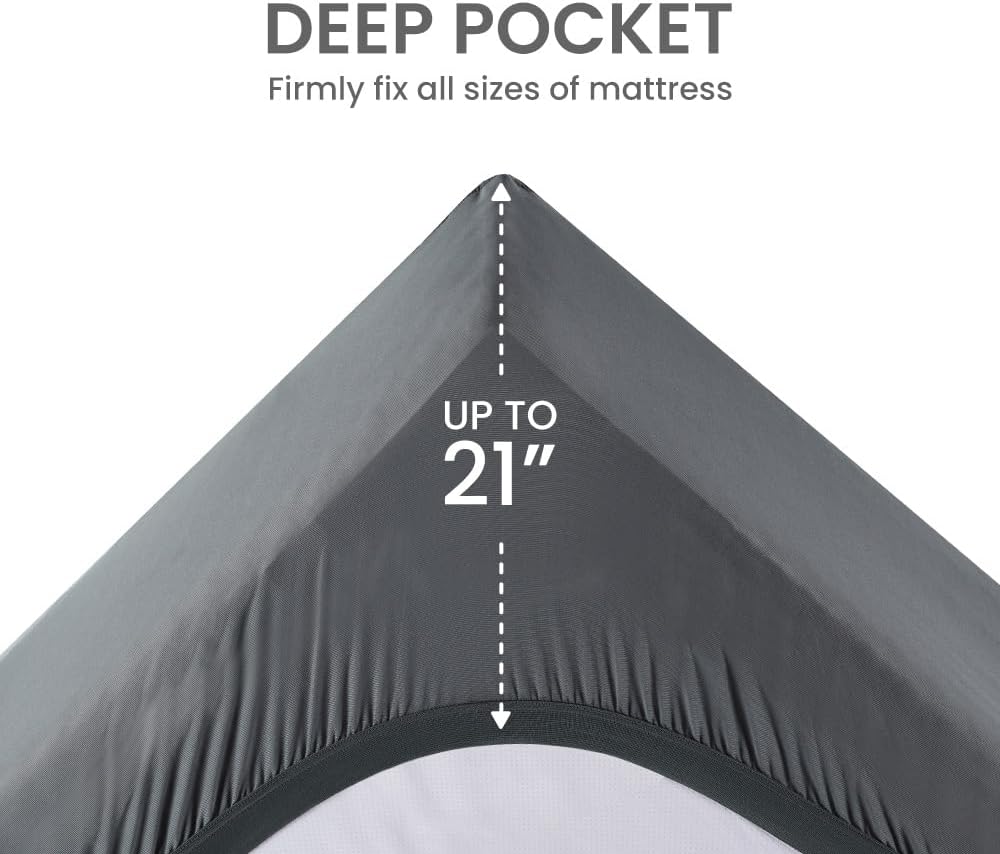 SLEEP ZONE Cooling Mattress Topper California King, Premium Zoned Cool Mattress Pad Cover, Padded Mattress Protector Breathable Washable, Deep Pocket 8-21 (Grey, Cal King)6