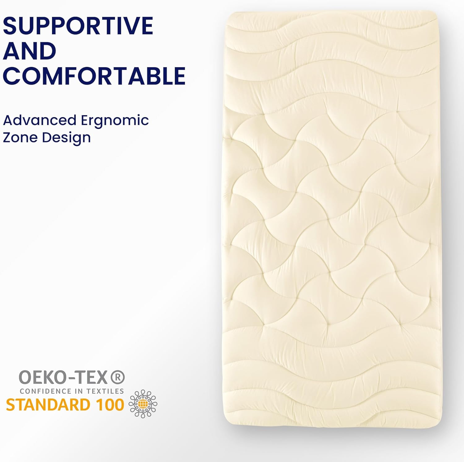 SLEEP ZONE Extra Long Twin Cooling Mattress Topper for College Dorm, Premium Zoned Cool Mattress Pad Cover, Padded Mattress Protector Breathable Washable, Deep Pocket 8-21 (Beige, Twin XL)5