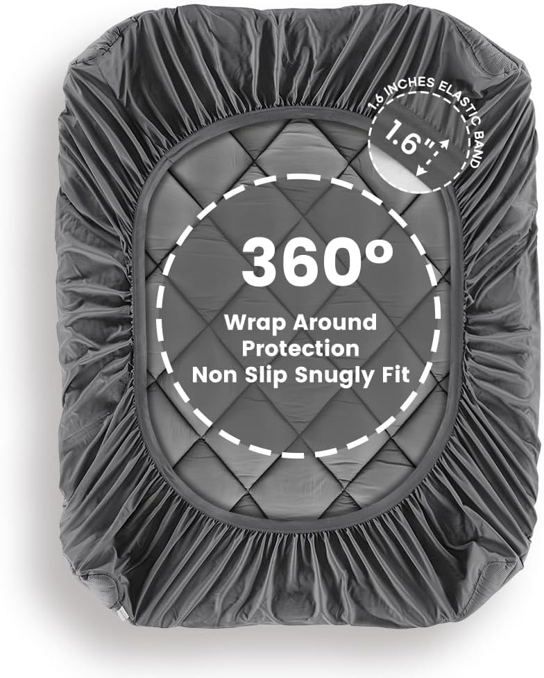 SLEEP ZONE Extra Thick Twin Mattress Topper for Back Pain, Plush Breathable Thick Mattress Pad Cover, Down Alternative Soft Bed Topper with Elastic Fitted Deep Pocket3