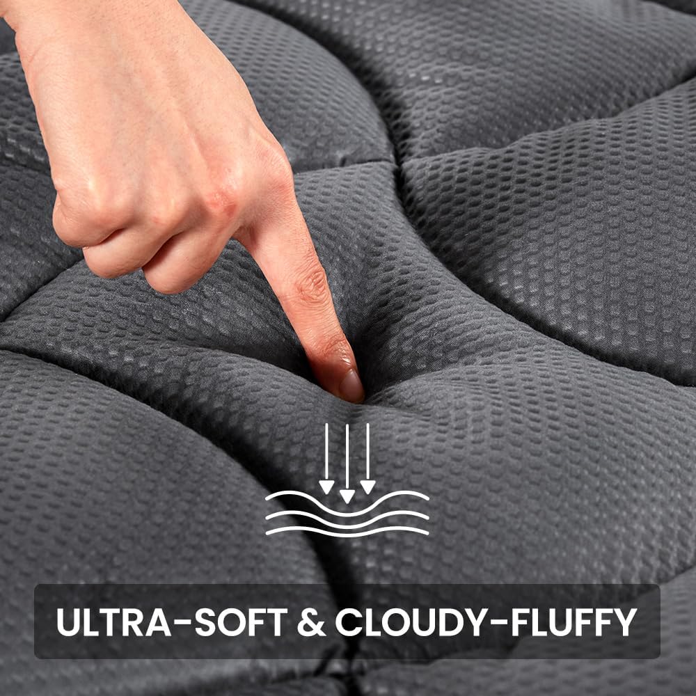 SLEEP ZONE King Mattress Topper, Cooling Queen Mattress Cover for hot Sleepers, Premium Zoned Cool Mattress Protector Breathable and Washable, Deep Pocket (Grey, King)2