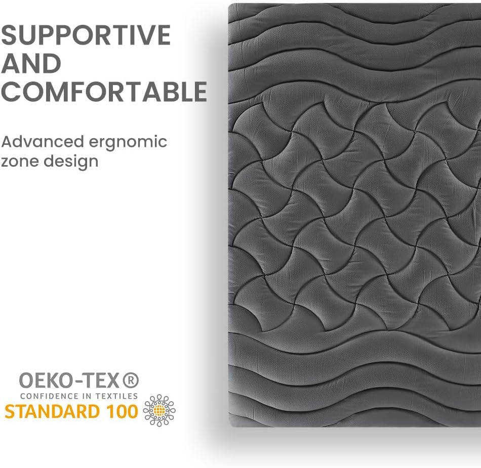 SLEEP ZONE King Mattress Topper, Cooling Queen Mattress Cover for hot Sleepers, Premium Zoned Cool Mattress Protector Breathable and Washable, Deep Pocket (Grey, King)9