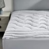 SLEEP ZONE King Size Cooling Mattress Pad, Premium Zoned Quilted Fitted Mattress Topper, Elastic Mattress Protector Cover, Machine Wash Durable, Deep Pocket 8-21 inch, Silver Grey, King