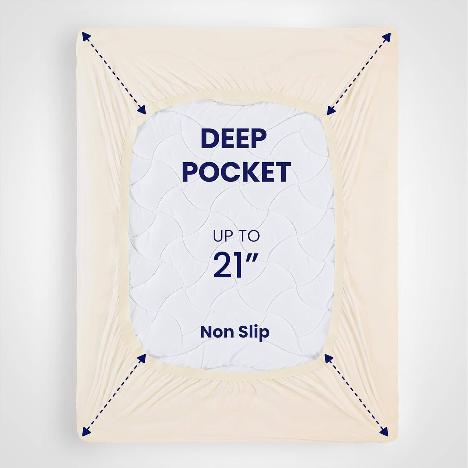 SLEEP ZONE King Size Cooling Mattress Topper, Premium Zoned Cool Mattress Pad Cover, Padded Mattress Protector Breathable Washable, Deep Pocket 8-21 (Beige, King)5