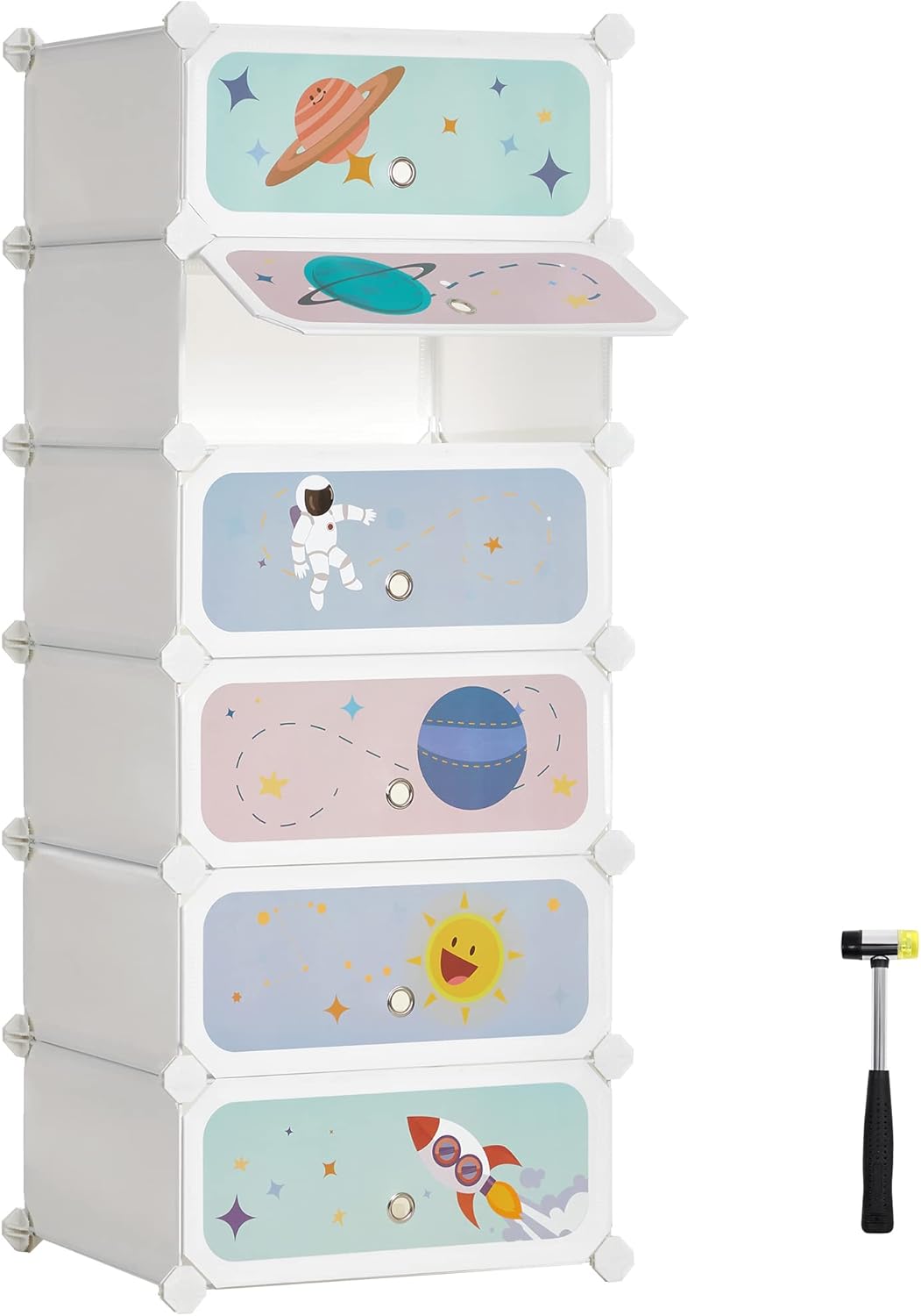 SONGMICS Kids' Shoe Rack with Doors, 6-Slot Stackable Storage Organizer, Plastic Wardrobe, Toys, Books, Clothes, 12.2 x 16.9 x 41.3 Inches, Cloud White ULPC904W01 SONGMICS Kids' Shoe Rack with Doors, 6-Slot Stackable Storage Organizer, Plastic Wardrobe, Toys, Books, Clothes, 12.2 x 16.9 x 41.3 Inches, Cloud White ULPC904W01