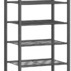SONGMICS Narrow Shoe Rack, Sturdy 8 Tier Metal Tall Shoe Rack Shelf, Slim Shoe Storage Organizer for Closet Entryway Small Spaces, Vertical Shoe Stand Tower for 18 Pairs Shoes, Easy Assembly, Black