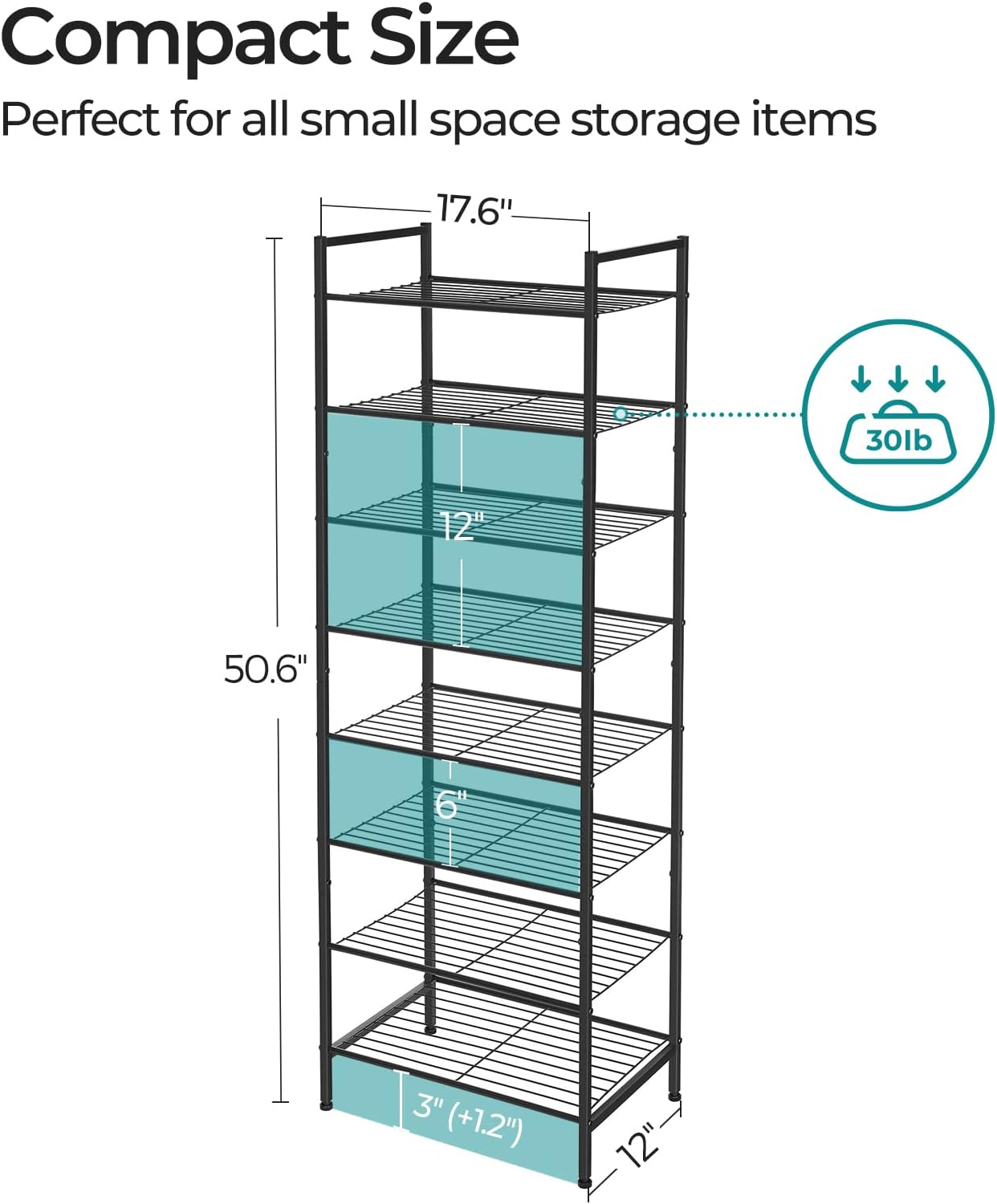 SONGMICS Narrow Shoe Rack, Sturdy 8 Tier Metal Tall Shoe Rack Shelf, Slim Shoe Storage Organizer for Closet Entryway Small Spaces, Vertical Shoe Stand Tower for 18 Pairs Shoes, Easy Assembly, Black3
