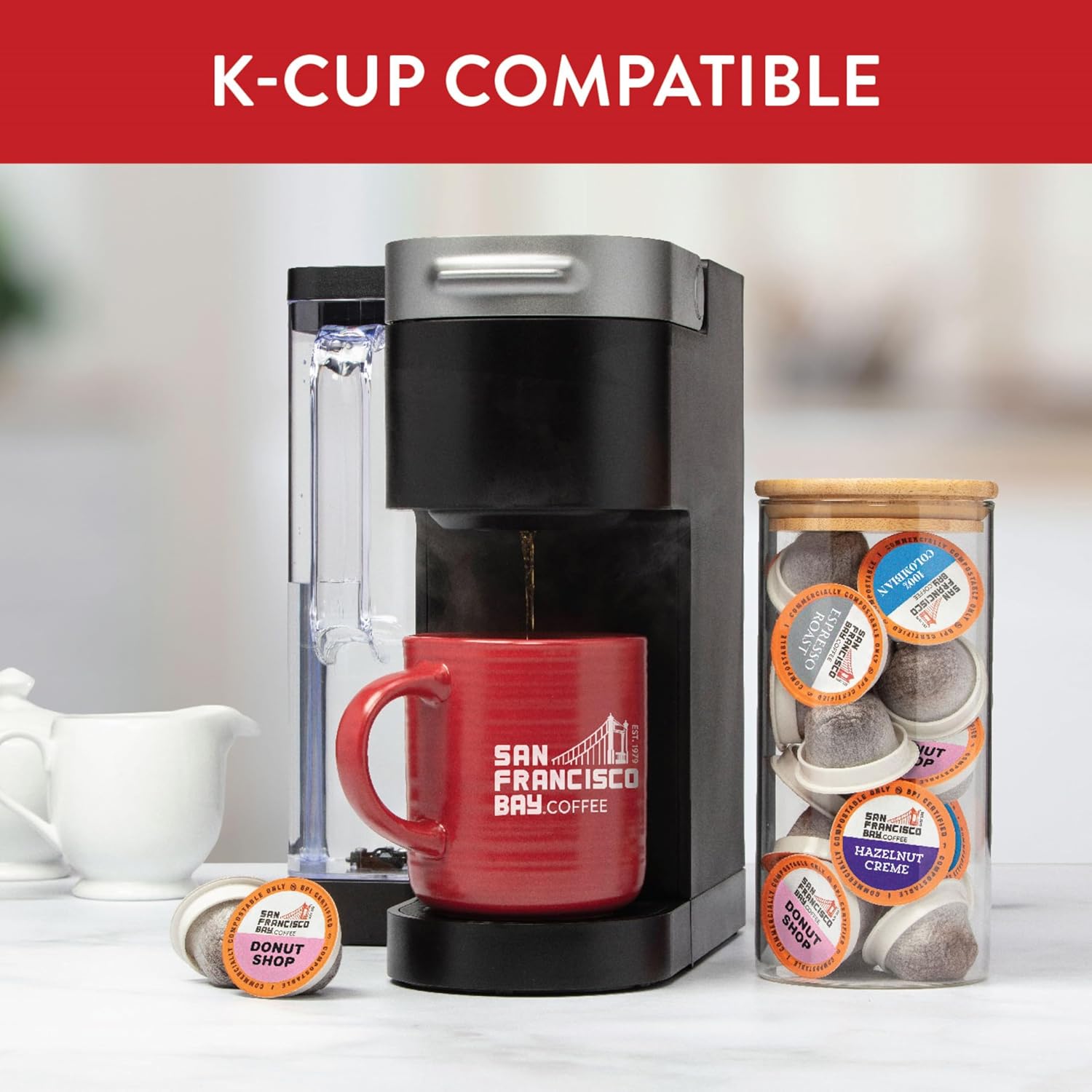 San Francisco Bay Compostable Coffee Pods - Assorted Variety Pack (80 Ct) K Cup Compatible including Keurig 2.0, Donut Shop, Colombian, Hazelnut, Espresso1