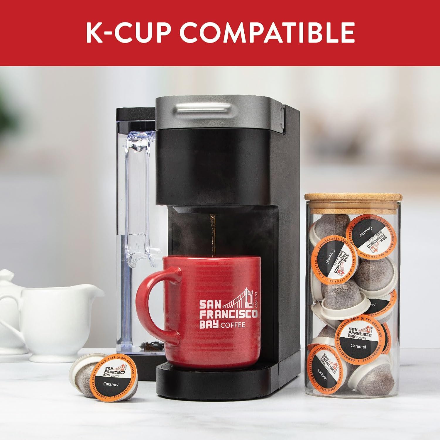 San Francisco Bay Compostable Coffee Pods - Caramel (80 Ct) K Cup Compatible including Keurig 2.0, Flavored, Medium Roast1